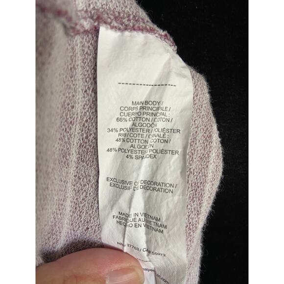 Penguin Womens Sweatshirt Size Large Heathered Wine White Striped - Picture 7 of 7